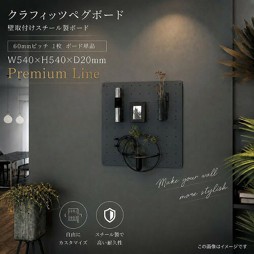 有孔ボード ペグボード ボード単品 60mmピッチ Premium Line  W540×H540×D20mm クラフィッツ メーカー直送