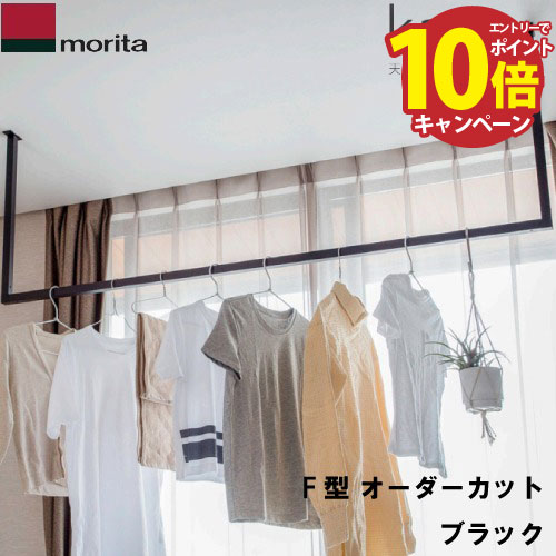 オーダーカット品 森田アルミ工業 天井付け物干し kacu F型 ブラック [KAC-99F-BK] 室内物干し オーダーメイドハンガーバー メーカー直送