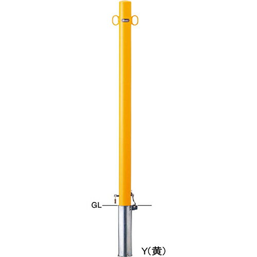 【LINEクーポン配布中】ピラー車止め スチール 埋込400 両フック 交換用本体のみ φ60.5(t2.3)×H1000mm カラー:黄 [FPA-7SK4(250)-F11(Y)HONTAI] サンポール 受注生産品 キャンセル不可 納期約1ヶ月 メーカー直送