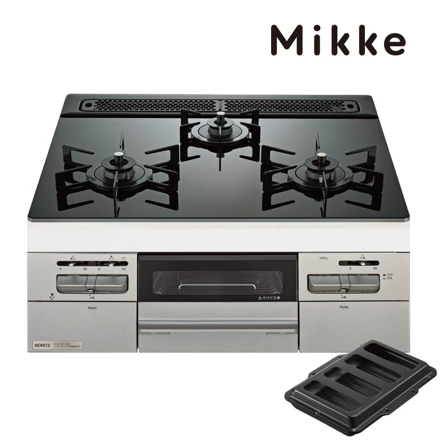 ノーリツ ビルトインコンロ N3WV6RWAP1SIC Mikke ミッケ 60cm幅 [3口ガスコンロ 都市ガス プロパン]《配送タイプA》