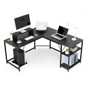 DEWEL デスク l字 160 l型 l字型 パソコンデスク コーナーデスク pc 机 収納 ラック CPUスタンド モニター台 付き オフィスデスク ゲーミングデスク ワークデスク 勉強机 在宅勤務 テレワーク 幅15(3)