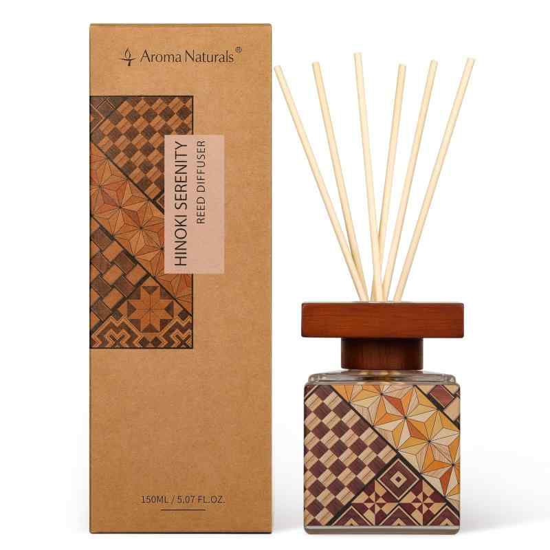 Aroma Naturals 寄木細工の模様のシートが貼られている リードディフューザー ルームフレグランス プレゼントギフト150ml