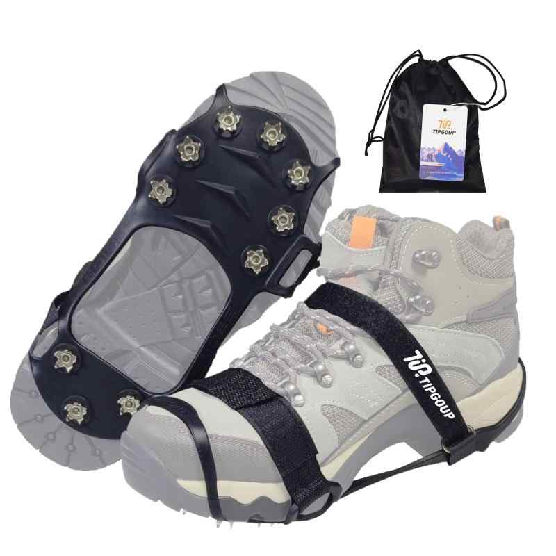 アイゼン 滑り止め 靴 雪 雪道 すべり止め 靴底 滑り止めスパイク スノースパイク 軽アイゼン 登山 軽量 10本爪 氷 転倒防止 前後安定の固定紐付き 子供 大人 4サイズ 多種靴適応