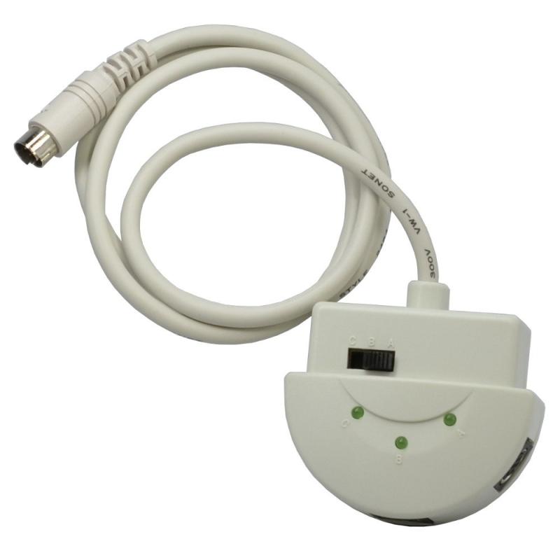 アクロス macプリンター・モデム切替器 ミニDin8Pオス-ミニDin8Pメス×3 AME373