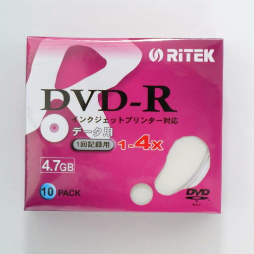 RiTEK DVD-R データ用 4.7GB 4倍速対応 インクジェットプリンター対応ホワイト スリムケース入り 10枚パック RITEK D-R4X10PW RiTEK DVD-R データ用 4.7GB 4倍速対応 インクジェットプリンター対応ホワイト スリムケース入り 10枚パック RITEK D-R4X10PW