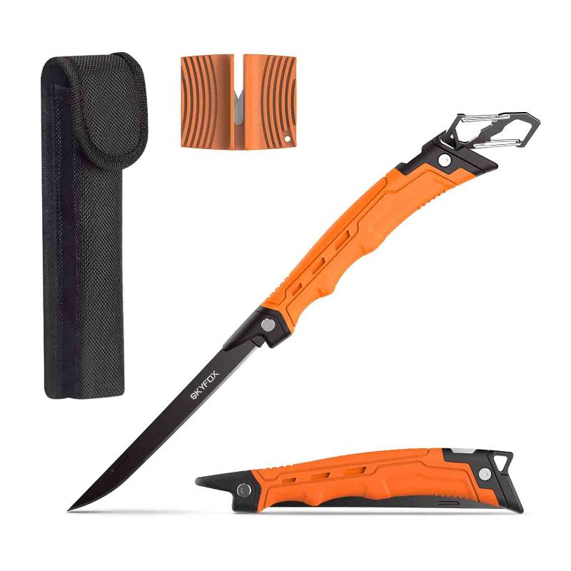 フィッシングナイフ折りたたみフィレット釣りナイフ、フィッシュと骨抜き肉用のハンティングナイフ、 ..