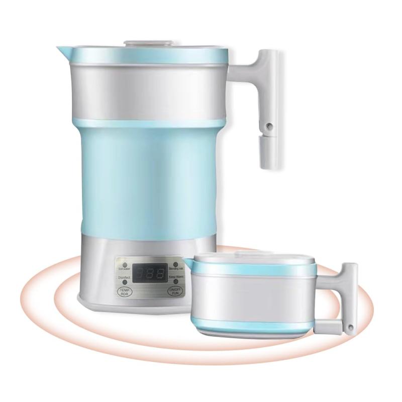 Aseech 折りたためるケトル 電気ケトル 800ml 電圧切替式 海外でも使える 携帯ポットシリコン キャンプ..