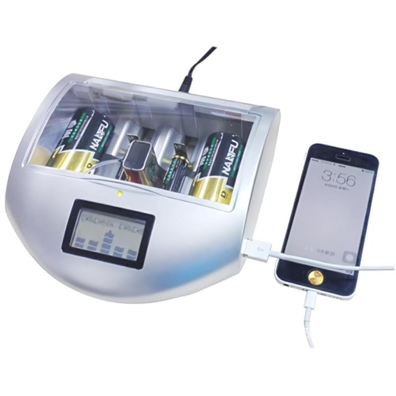 電池充電器 マルチチャージャー アルカリ、ニッカド、ニッケル水素電池 チャージャー 単1、単2、単3、単4、9V充電池に対応マルチ充電器 LCD付き乾電池充電器