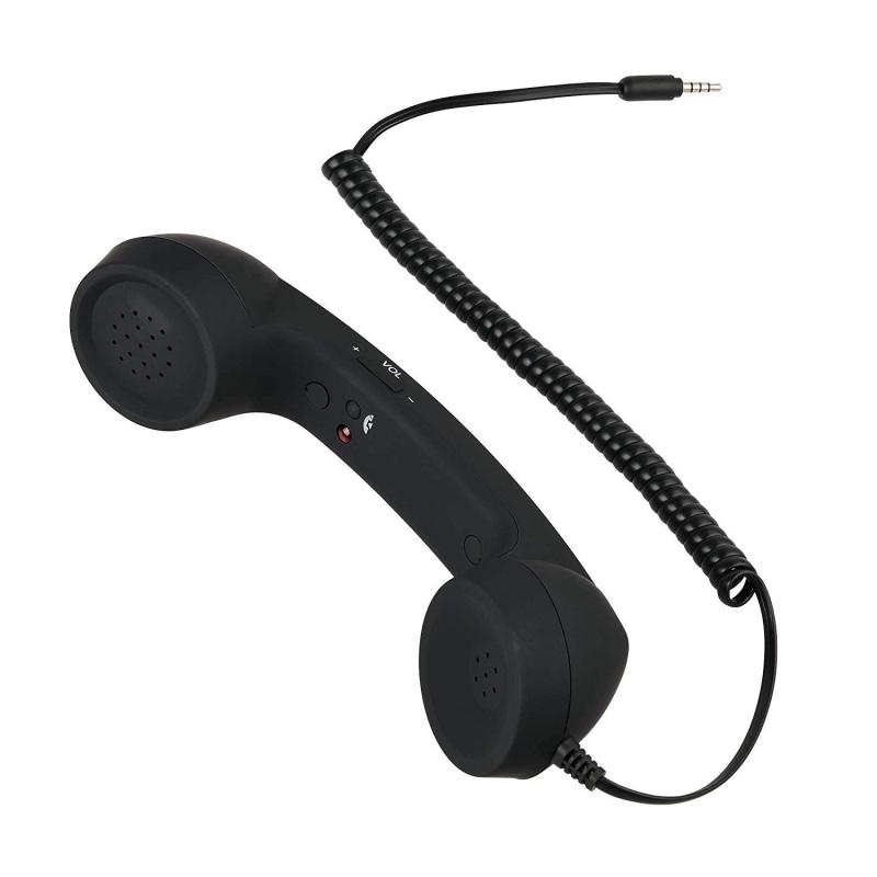Parishop スマホ 受話器 iPhone iPad 用 携帯電話用ヘッドセットコンピューター 首に挟める アイフォン アンドロイド レトロ 電話機 3.5mm プラグ 対応 有線電話 反放射線機能 便利 音質よい