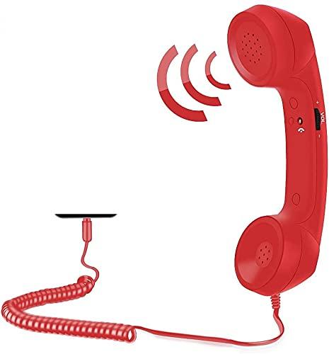 Parishop スマホ 受話器 iPhone iPad 用 携帯電話用ヘッドセットコンピューター 首に挟める アイフォン アンドロイド レトロ 電話機 3.5mm プラグ 対応 有線電話 反放射線機能 便利 音質よい