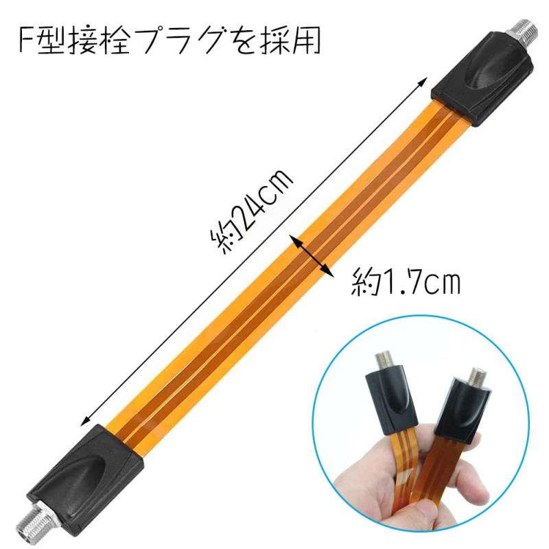 隙間ケーブル フラットすき間アンテナ すき間フラットアンテナ 防犯カメラ延長コード F形接栓 Fタイプ同軸コネクタジャックケーブル 1本入超薄型 室内 窓戸 屋外用