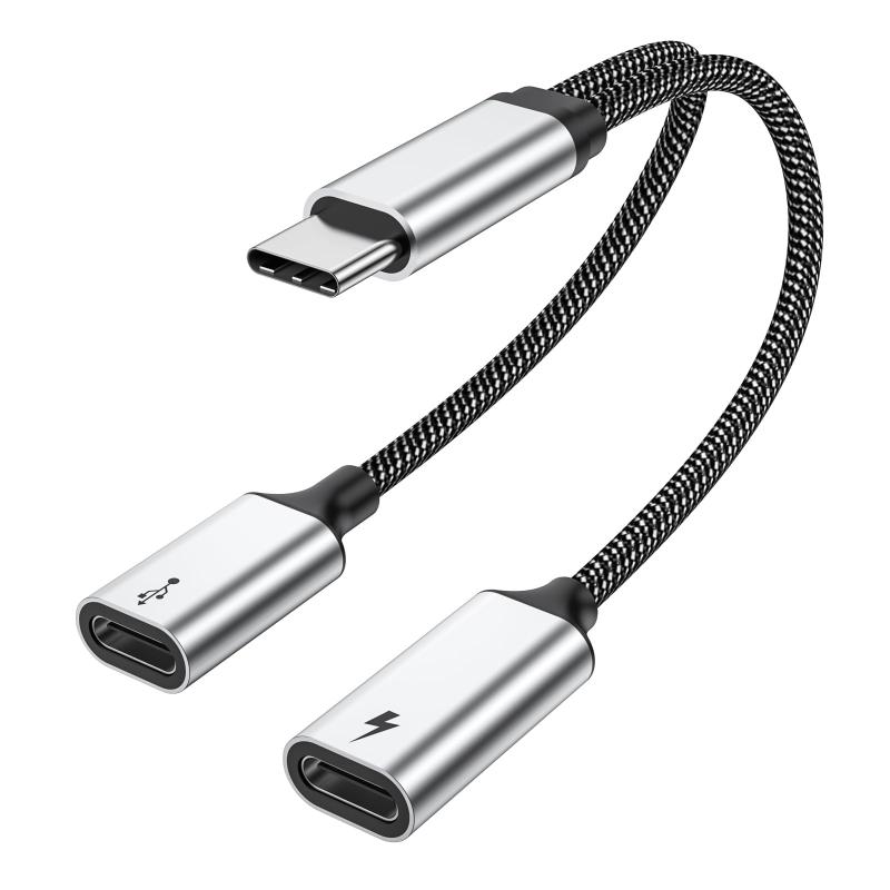 MOGOOD USB CスプリッタUSB CからUSB CマザーアダプタUSB Yスプリッタケーブル（ディスプレイには適さない）USB Cオスから2 USB-CバスバーまでのデュアルUSB CポートハブUSB C充電スプリッタアダプタ