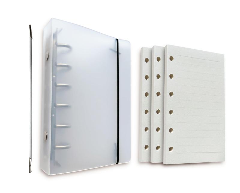 WBway システム手帳 セット ミニ6穴サイズ 横罫 リフィル付き A7 ポケットサイズ メモ帳 バインダー 6穴 小さい ミニ 手帳 中身 交換 手帳 セット (ミニ6穴)