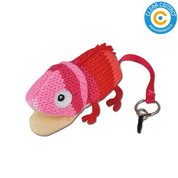 編みぐるみカメレオンクリーナー【ピンクレッド】I-109 めがねふき 母の日 父の日 敬老の日 クリアコン..