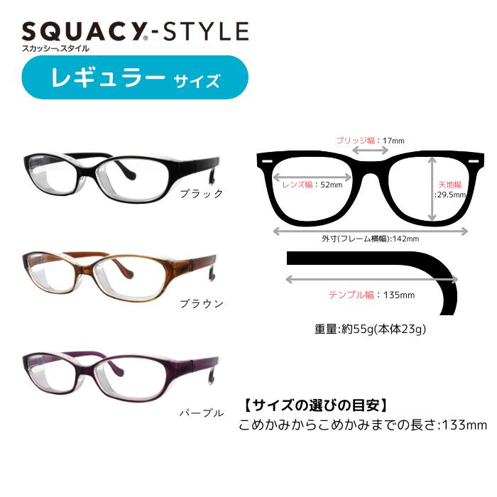 スカッシースタイル 【レギュラーサイズ】【ブラック】 8732-01 花粉対策 メガネ 花粉メガネ 花粉グラ..