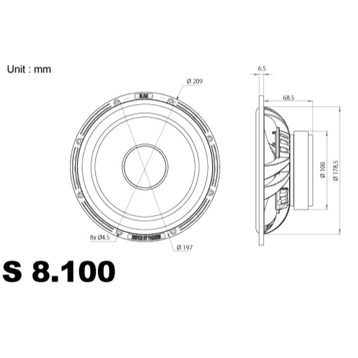 S8.100 200mmスピーカー ウーファー BLAM ブラム Signature シグネチャー 1ペア※受...