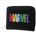 送料無料マーベル 二つ折り財布 レインボー刺繍ロゴ MARVELウォレット52371　合皮/財布/コンパクト/パステル/レディス/レディース/通学/通勤/保管/可愛い/おしゃれ/小さめ/ハート/ コンパクト