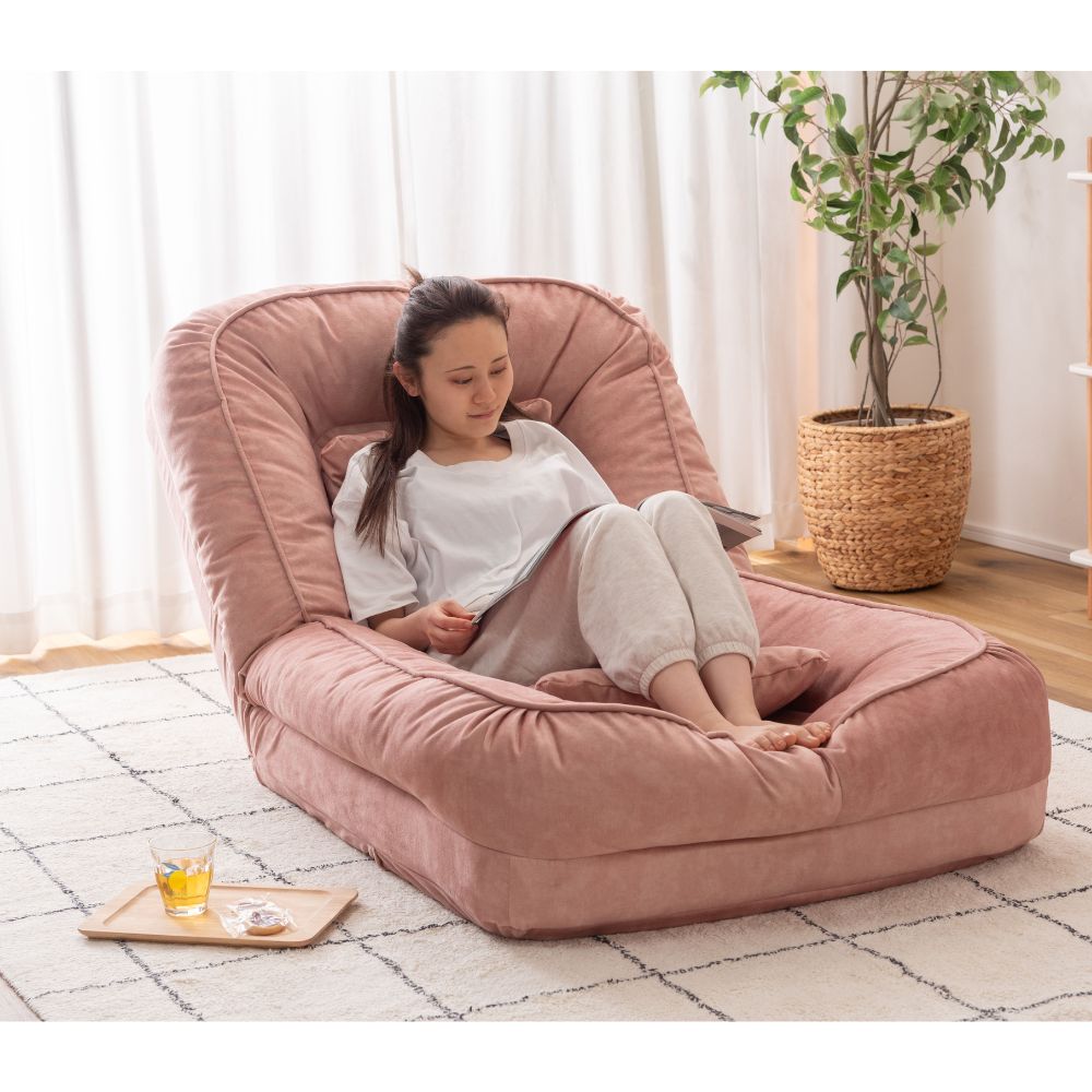 Rakuten - 【メーカー直送】ソファベッド 選べる2色 東谷家具 耐摩耗性 防水 防水加工 ペット フロアチェア ソファ ベット くすみカラー ニュアンスカラー ベージュ ライトピンク くすみピンク ピンク クッション リクライニング 14段階