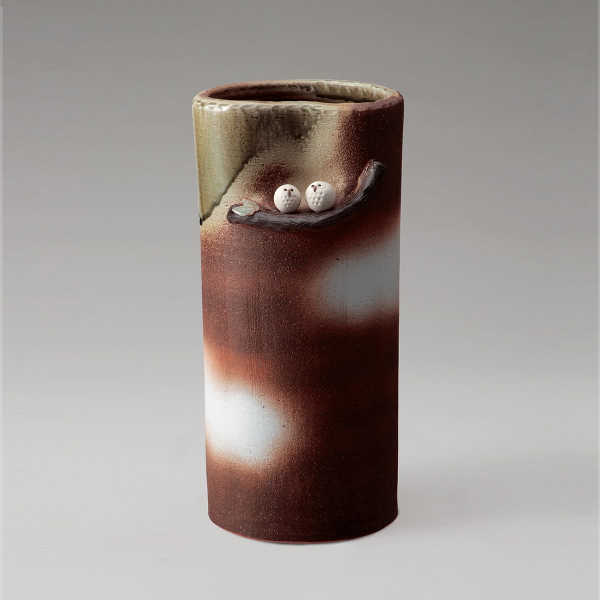 【メーカー直送】ビードロペアふくろう傘立 [信楽焼]