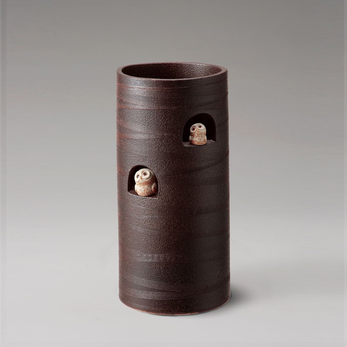 【メーカー直送】ニコニコふくろう傘立 [信楽焼]