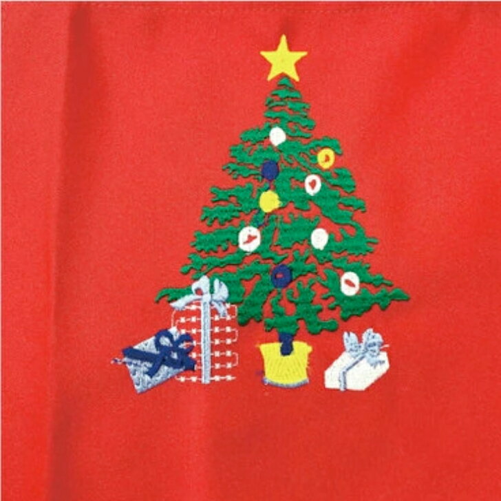 季節のカラーエプロン　赤【クリスマス】【節分・ひな祭り・入学式・ハロウィン・クリスマス・お正月】