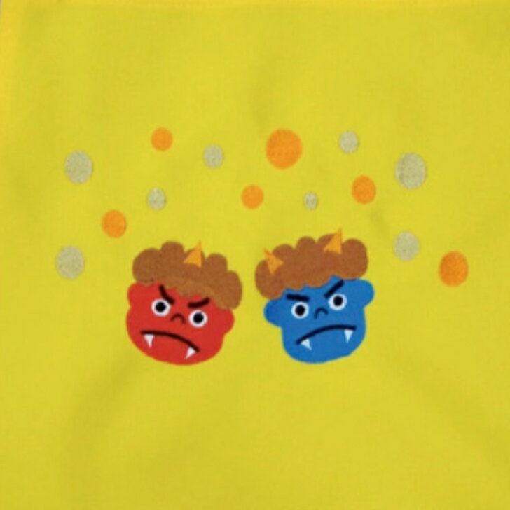 季節のカラーエプロン　黄【節分】【節分・ひな祭り・入学式・ハロウィン・クリスマス・お正月】