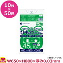 ひも付ポリ袋 45L 10枚 0.03mm厚 半透明 650×800 50冊入 HMTH-45(送料無料 代引不可)(3)