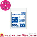 チャック付ポリ袋A6サイズ 100枚 0.040mm厚 透明 60冊入 120×170 ZF-04(送料無料 代引不可)