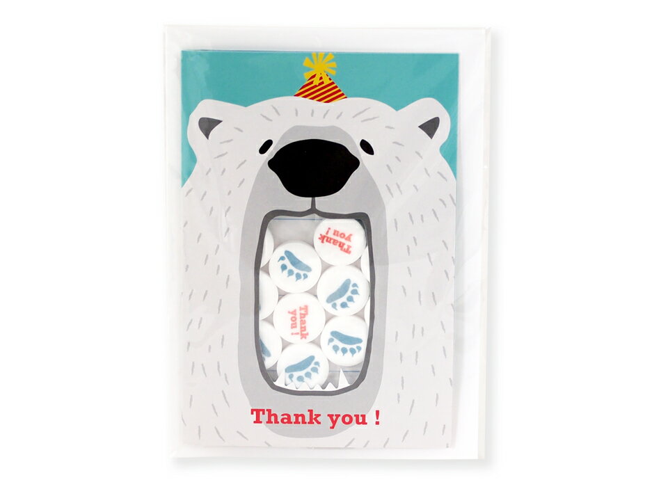 スイーツカード Thank You ありがとう シロクマ ラムネ 12個入り メッセージカード グリーティングカード メッセージ ギフト カード お中元 夏ギフ...