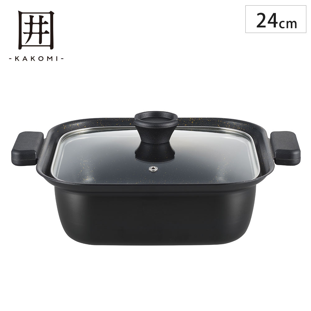 囲 IH対応角型卓上鍋 24cm KK-24W タマハシ 【 しゃぶしゃぶ すき焼き 水炊き ガス火 IH200V対応 送料..