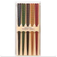 <メール便 送料無料>箸 5膳組 セット 23.0cm 染カブキ 5色ボーダー イシダ【お箸/おはし/箸セット/お箸セット/ボーダー柄/滑り止め付き/天然木使用/日本製】