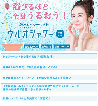 ULeAU ウルオシャワー 浄水シャワーヘッド US-180 炭酸プラス Etec イーテック【シャワーヘッド 塩素除去 節水/ミネラル配合/送料無料/あす楽】