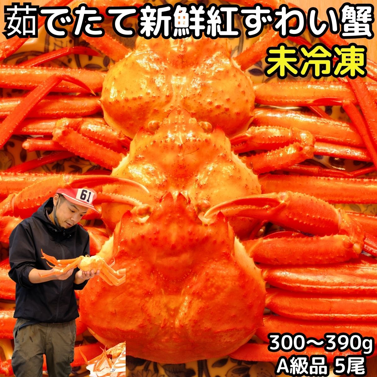 カニ 紅ずわいがに 未冷凍 A級品 300～390g×5尾 