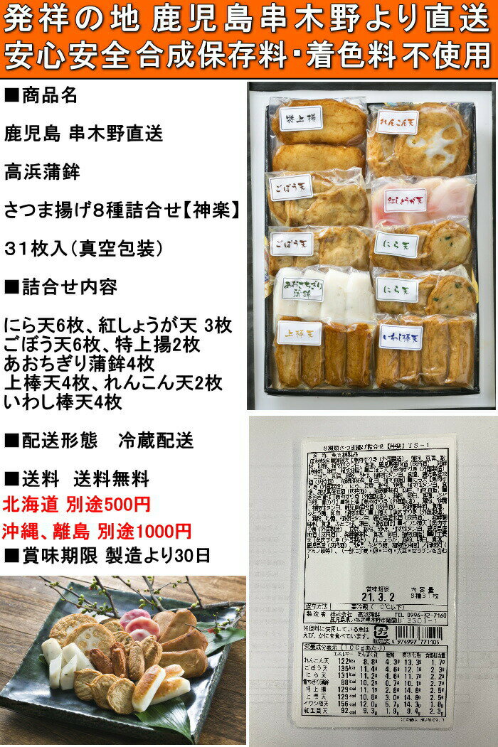 さつまあげ 父の日 鹿児島 プレゼント ギフト 真空パック 8種 31枚入 薩摩揚げ 詰合せ セット 無添加 串木野 高浜蒲鉾 さつま揚げ 神楽 誕生日 送料無料 2024 2