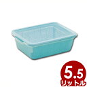 ざるコン 角 グリーン 5.5L フタ付きざる型コンテナ/食器カゴ ストッカー 水切り 保存 保管 011487004