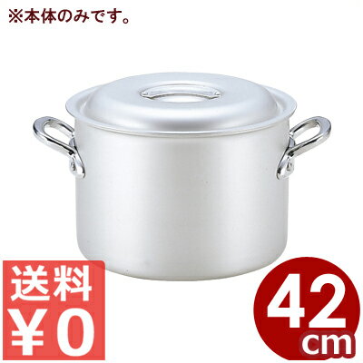 アルミ鍋 北陸アルミ マイスター半寸胴鍋 42cm 本体のみ ※フタ別売り 38リットル／アルマイト加工 シンプル 《メーカー取寄／返品不可》 031591069