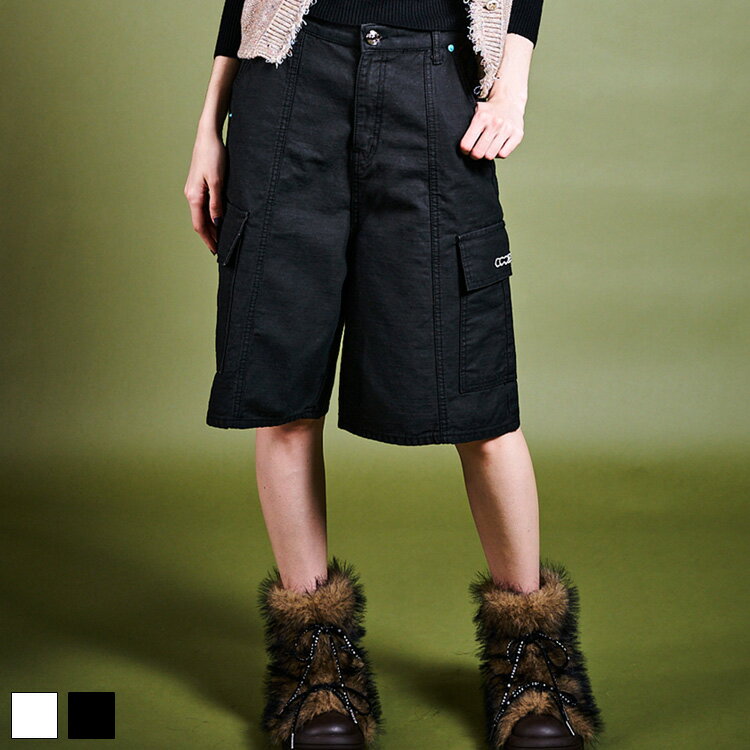 《 COOLA ロゴ コットン ハーフパンツ ブラック 》 クーラ ボトムス BOTTOMS パンツ PANTS ハーフ丈 ペ..