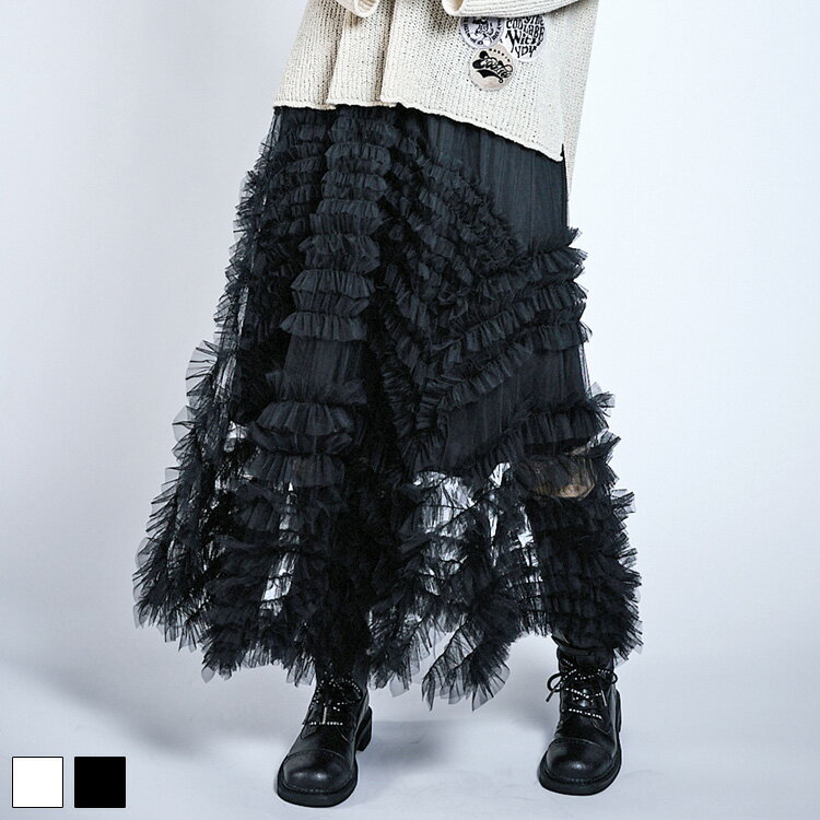 《 チュール フリル フレア スカート ブラック 》 COOLA クーラ ボトムス BOTTOMS チュールスカート フ..