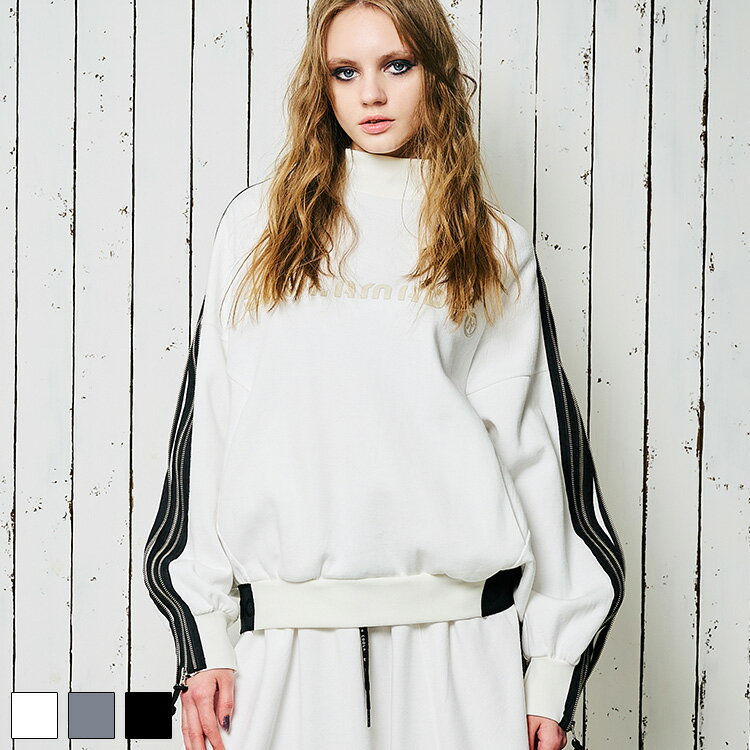 《 ダブルファスナー ルーズ TOPS ホワイト 》 COOLA クーラ トップス 長袖 サイドライン パーカー ト..