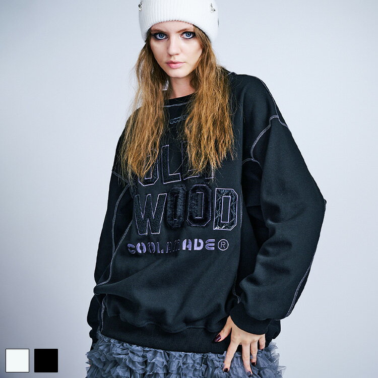《 ロゴ ヴァリアス パッチ エンブロイダリー TOPS ブラック 》 COOLA クーラ トップス トレーナー ス..