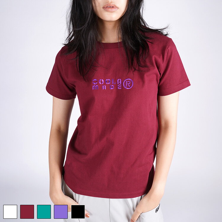 直営限定ITEM《 COOLA MADE® エンブロイダリー コンパクト Tシャツ バーガンディー 》 クーラ トップス..