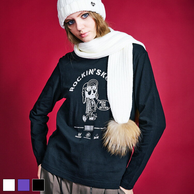 《 ロッキン スカル プリント L/S ベーシック Tシャツ ブラック 》 COOLA クーラ トップス TOPS ロンテ..