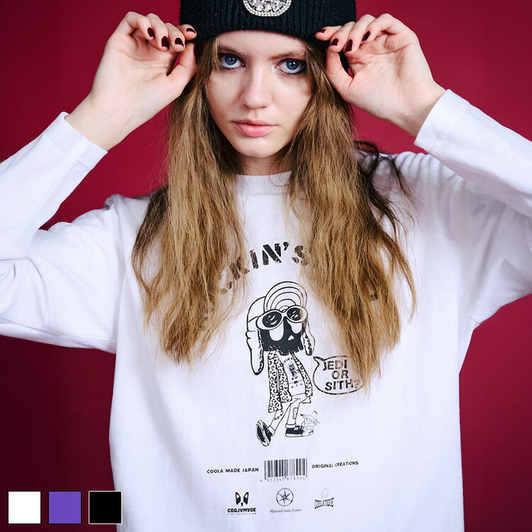 《 ロッキン スカル プリント L/S ベーシック Tシャツ ホワイト 》 COOLA クーラ トップス TOPS ロンテ..