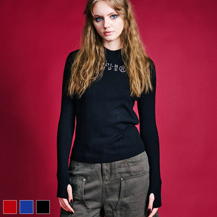 《 COOLA MADE® エンブロイダリー ニット フーディー ブラック 》 クーラ TOPS トップス セーター ニッ..