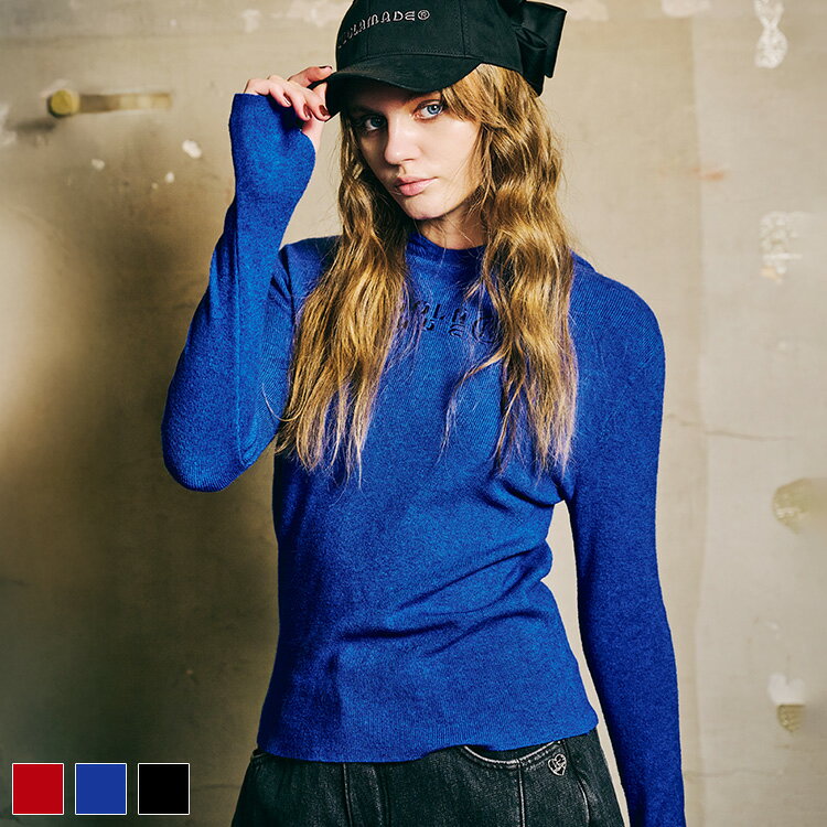 《 COOLA MADE® エンブロイダリー ニット フーディー ブルー 》 クーラ TOPS トップス セーター ニット..