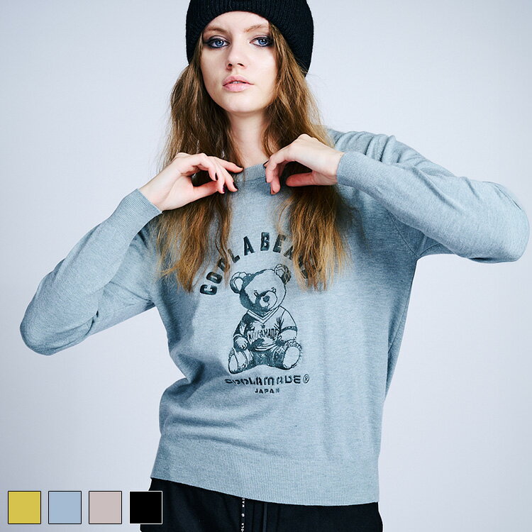 《 COOLA ベアー エンブロイダリー TOPS グリーン 》 クーラ トップス ニット ニットトップス 長袖 刺..