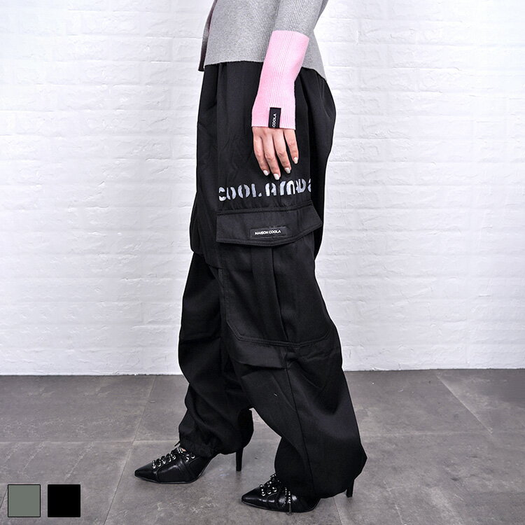 直営限定ITEM《 ペイント ルーズ ミリタリー パンツ ブラック 》 COOLA クーラ ボトムス カーゴパンツ ミリタリーパンツ ワークパンツ スピンドル ロゴ ポケット 無地 ルーズシルエット おしゃれ レディース カジュアル ストリート レディースファッション モード きれいめ(4)