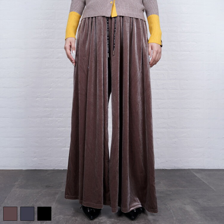 直営限定ITEM《 ベロア フレア ワイド パンツ ブラウン 》 COOLA クーラ ワイドパンツ フレアパンツ ベ..