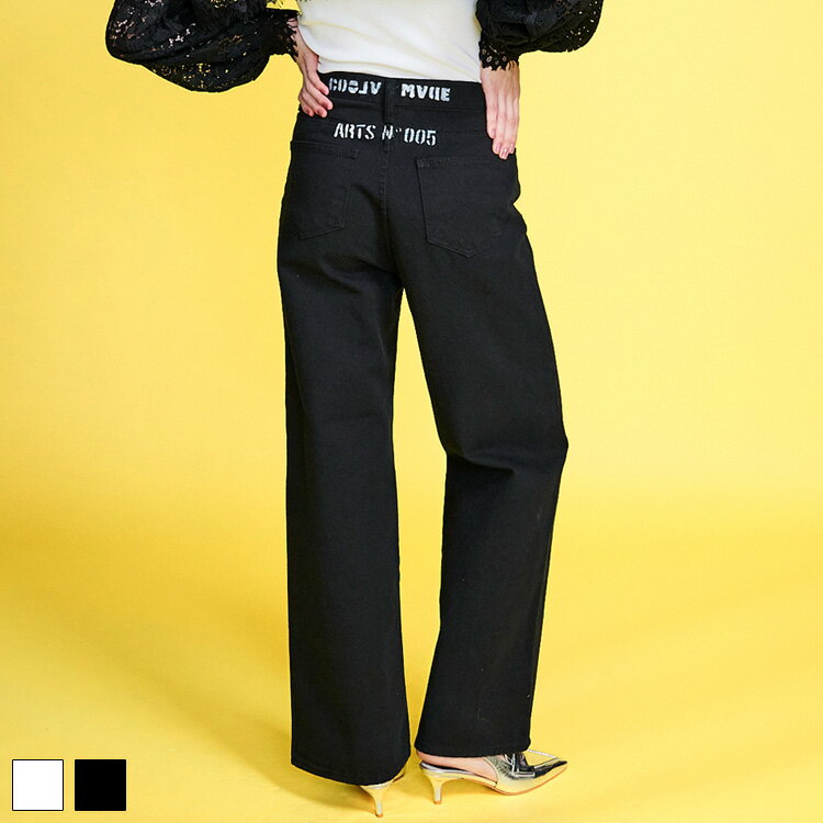 《 COOLA ロゴ ペイント ワイド デニム パンツ ブラック 》 クーラ ボトムス BOTTOMS PANTS デニムパン..