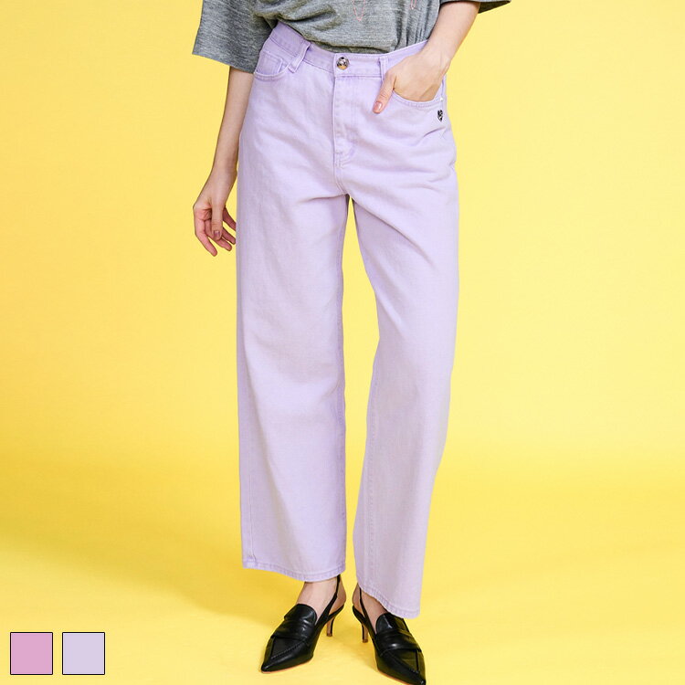 《 COOLA ロゴ ペイント カラー デニム パンツ ライトパープル 》 クーラ ボトムス BOTTOMS デニムパン..